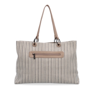 Priestranná shopper kabelka s textúrovaným povrchom Le Sands materiál syntetická koža zapínanie na zips farba béžová veľkosť veľká 4614 BE Zozadu