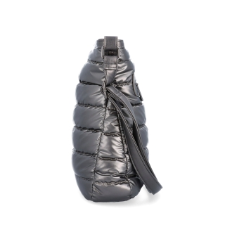 Moderná dámska kabelka z nadýchaného nylonu Carmelo materiál nylon zapínanie na zips farba metalíza veľkosť stredná 4382 TI Z boku