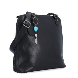 Elegantná kožená crossbody kabelka s príveskom Noelia Bolger materiál kože zapínanie na zips farba čierna veľkosť malá NB 3107 C
