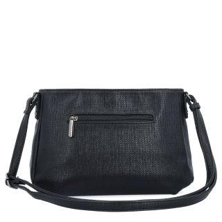Praktická a elegantná crossbody kabelka Carmelo materiál syntetická koža zapínanie na zips farba čierna veľkosť stredná 4605 C Zozadu
