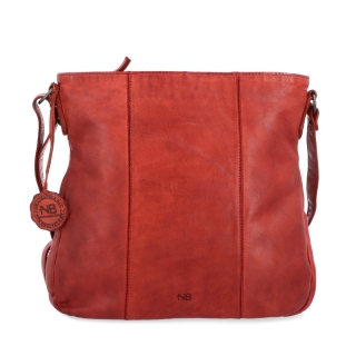 Kožená crossbody kabelka s prešívaním Noelia Bolger materiál kože zapínanie na zips farba červená veľkosť stredná NB 2002 CV Spredu