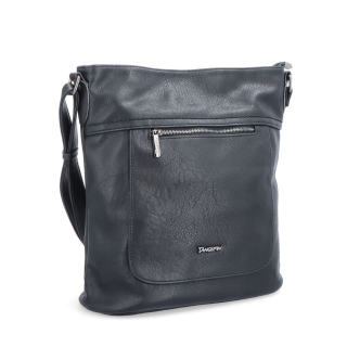 Crossbody kabelka s predným a zadným vreckom Tangerin materiál syntetická koža zapínanie na zips farba čierna veľkosť stredná 8036 C