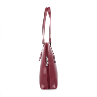 Elegantná kožená kabelka Noelia Bolger materiál kože zapínanie na zips farba červená veľkosť veľká NB 0057 TCV Z boku