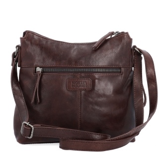 Kožená crossbody kabelka s príveskom Noelia Bolger materiál kože zapínanie na zips farba hnedá veľkosť malá NB 3100 H Zozadu