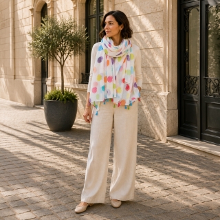 Ľahká šatka s originálnym vzorom Noelia Bolger materiál Viskóza a bavlna farba multicolor KL506 - 09