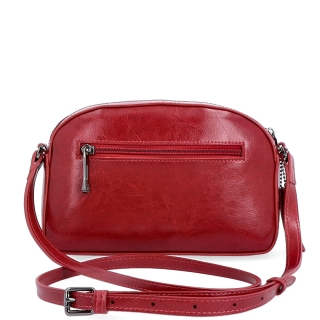 Malá minimalistická kožená crossbody kabelka Noelia Bolger materiál kože zapínanie na zips farba červená veľkosť malá NB 0106 TCV Zozadu