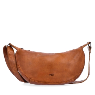 Malá kožená moonbag kabelka Noelia Bolger materiál kože zapínanie na zips farba koňaková veľkosť malá NB 2411 KO Spredu