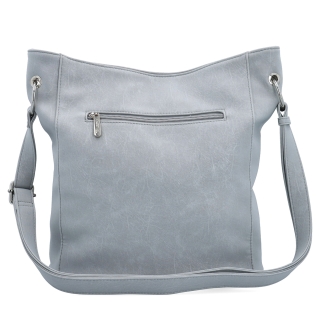 Mestská crossbody kabelka s hebkým povrchom a deleným vnútrom Tangerin materiál syntetická koža zapínanie na zips farba sivá veľkosť stredná 7015 SS Zozadu