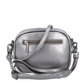 Malá crossbody kabelka s odopínateľným popruhom Le Sands materiál syntetická koža zapínanie na zips farba metalíza veľkosť malá 4370 TI Zozadu