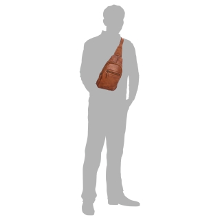 Kožený crossbody bodybag s variabilným nosením Noelia Bolger materiál kože zapínanie na zips farba koňaková veľkosť malá NB 2034 KO Na postave