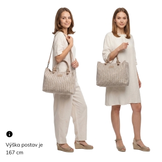 Priestranná shopper kabelka s originálnymi uchami Le Sands materiál syntetická koža zapínanie na zips farba béžová veľkosť veľká 4613 BE Na postave