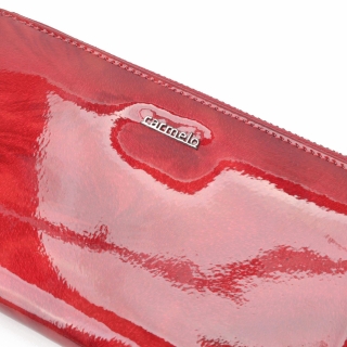 Veľká lakovaná peňaženka s pútkom Carmelo materiál kože zapínanie na zips farba červená veľkosť veľká 2102 P CV Logo