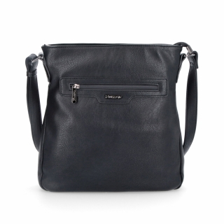 Crossbody kabelka s vonkajšími vreckami Tangerin materiál syntetická koža zapínanie na zips farba čierna veľkosť stredná 8008 C Spredu