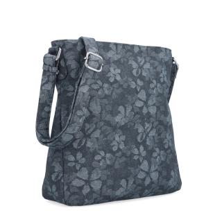 Crossbody kabelka s jemným kvetinovým vzorom Carmelo materiál syntetická koža zapínanie na zips farba čierna veľkosť stredná 4601 C