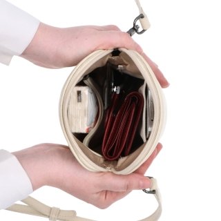 Malá kožená crossbody kabelka Noelia Bolger materiál kože zapínanie na zips farba béžová veľkosť malá NB 3017 K Vnútro