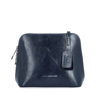 Kožená crossbody kabelka s premysleným členením Noelia Bolger materiál kože zapínanie na zips farba modrá veľkosť malá NB 0115 TM Spredu