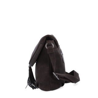 Štýlová crossbody kabelka s praktickou klopou Carmelo materiál syntetická koža zapínanie na zips farba hnedá veľkosť malá 4661 TH Z boku