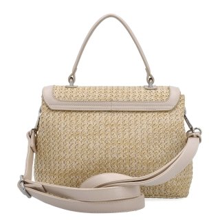 Elegantná straw kabelka do ruky i crossbody Le Sands materiál syntetická koža zapínanie na zámoček farba béžová veľkosť malá 4615 BE Zozadu