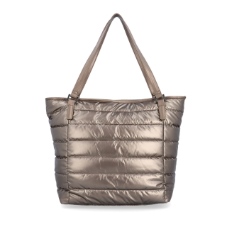 Shopperka cez rameno z nadýchaného materiálu Carmelo materiál nylon zapínanie na zips farba metalíza veľkosť veľká 4385 BR Spredu