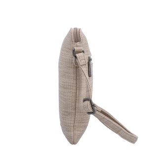 Minimalistická crossbody kabelka s jemným vzorom Carmelo materiál syntetická koža zapínanie na zips farba béžová veľkosť malá 4397 BE Z boku