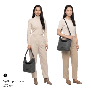Ležérna kabelka typu hobo s odnímateľnými popruhmi Le Sands materiál syntetická koža zapínanie na zips farba čierna veľkosť stredná 4621 C Na postave