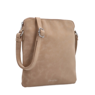 Menšia crossbody kabelka z hebkého materiálu Tangerin materiál syntetická koža zapínanie na zips farba béžová veľkosť malá 7017 SAN