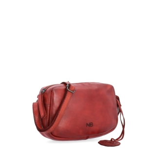 Minimalistická kožená crossbody kabelka Noelia Bolger materiál kože zapínanie na zips farba červená veľkosť malá NB 2417 CV