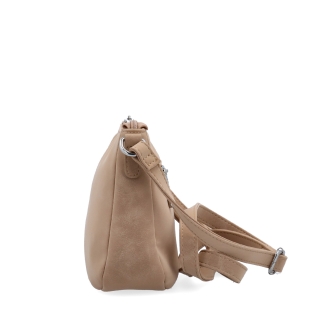 Malá minimalistická crossbody kabelka s hebkým povrchom Tangerin materiál syntetická koža zapínanie na zips farba béžová veľkosť malá 7016 SAN Z boku