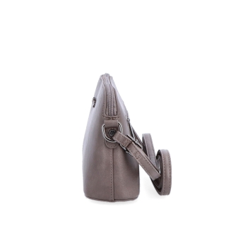 Minimalistická crossbody kabelka Le Sands materiál syntetická koža zapínanie na zips farba taupe veľkosť malá 7710 T Z boku