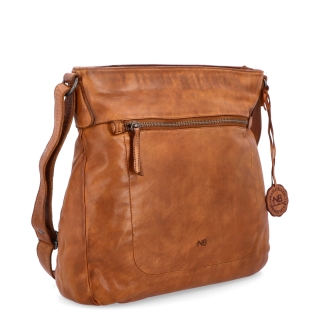 Vintage kožená crossbody kabelka Noelia Bolger materiál kože zapínanie na zips farba koňaková veľkosť stredná NB 2004 KO