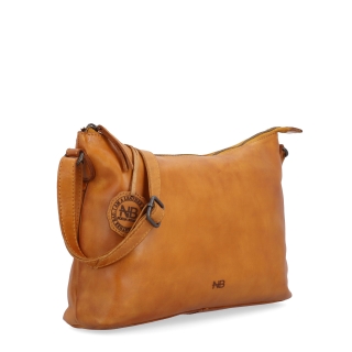Dámska kožená crossbody kabelka Noelia Bolger materiál kože zapínanie na zips farba žltá veľkosť stredná NB 2430 ZLU