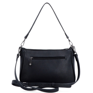 Kožená crossbody kabelka so striebornou retiazkou Noelia Bolger materiál kože zapínanie na zips farba čierna veľkosť malá NB 3015 C Zozadu