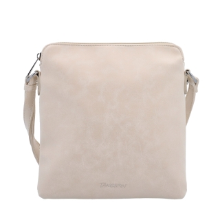 Menšia crossbody kabelka z hebkého materiálu Tangerin materiál syntetická koža zapínanie na zips farba béžová veľkosť malá 7017 BE Spredu