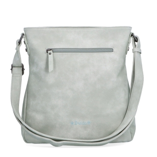 Priestranná crossbody kabelka s motívom Indee materiál syntetická koža zapínanie na zips farba sivá veľkosť stredná 6327 S Zozadu