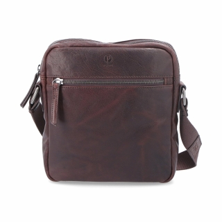 Kožená crossbody taška Poyem materiál kože farba hnedá veľkosť malá 2206 Poyem H Spredu