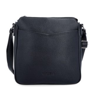 Stredná crossbody kabelka s predným vreckom na cvoček Carmelo materiál syntetická koža zapínanie na zips farba čierna veľkosť stredná 4331 C Spredu