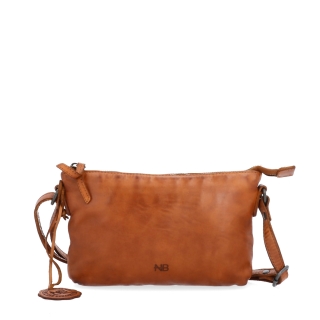 Kožená crossbody s čistými líniami Noelia Bolger materiál kože zapínanie na zips farba koňaková veľkosť malá NB 2414 KO Spredu