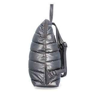 Prešívaný batoh z nadýchaného nylonu Carmelo materiál nylon zapínanie na zips farba metalíza veľkosť stredná 4384 TI Z boku