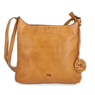 Kožená crossbody kabelka na každý deň Noelia Bolger materiál kože zapínanie na zips farba žltá veľkosť malá NB 2404 ZLU Spredu