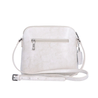 Elegantná kožená crossbody k šatám aj saku Noelia Bolger materiál kože zapínanie na zips farba biela veľkosť malá NB 0078 OW Zozadu
