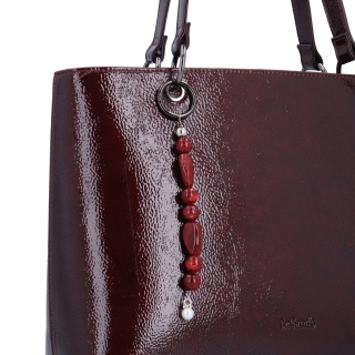 Štýlová shopper kabelka cez rameno Le Sands materiál syntetická koža zapínanie na zips farba vínová veľkosť veľká 4641 BO Detail