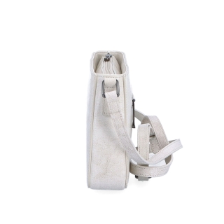 Elegantná, pevnejšia kožená crossbody kabelka Noelia Bolger materiál kože zapínanie na zips farba biela veľkosť malá NB 0103 OW Z boku