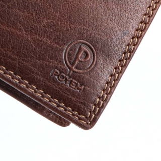 Kožená peňaženka na šírku Poyem materiál kože zapínanie Bez zapínania farba hnedá veľkosť malá 5205 Poyem H Logo