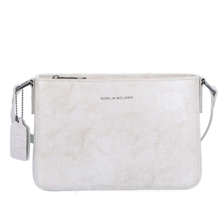 Elegantná, pevnejšia kožená crossbody kabelka Noelia Bolger materiál kože zapínanie na zips farba biela veľkosť malá NB 0103 OW Spredu