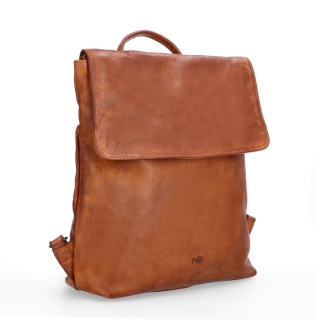 Kožený batoh s chlopňou vo vintage štýle Noelia Bolger materiál kože zapínanie na zips farba koňaková veľkosť stredná NB 2014 KO