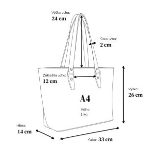 Priestranná shopper kabelka s čistým dizajnom Le Sands materiál syntetická koža zapínanie na zips farba vínová veľkosť veľká 7719 BO Rozmery