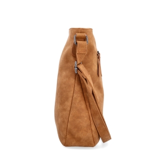 Štýlová crossbody kabelka s čistým dizajnom Tangerin materiál syntetická koža zapínanie na zips farba koňaková veľkosť stredná 1101 KO Z boku