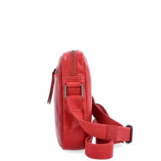 Malá kožená crossbody Poyem materiál kože zapínanie na zips farba červená veľkosť malá 2220 Poyem CV Z boku