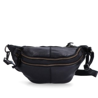 Moderná kožená crossbody ľadvinka s dvoma zipsami Noelia Bolger materiál kože zapínanie na zips farba čierna veľkosť stredná NB 2035 C Spredu