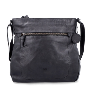 Vintage kožená crossbody kabelka Noelia Bolger materiál kože zapínanie na zips farba čierna veľkosť stredná NB 2004 C Spredu